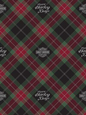 HARLEY-DAVIDSON PLAID HOLIDAY WRAPPING PAPER